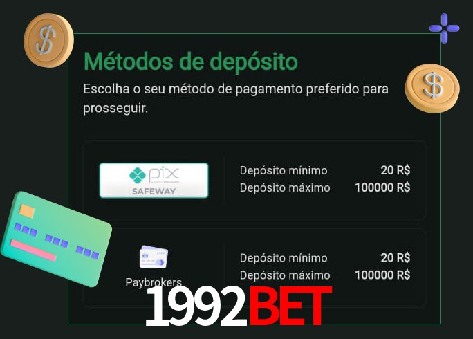 O cassino 1992bet oferece uma grande variedade de métodos de pagamento